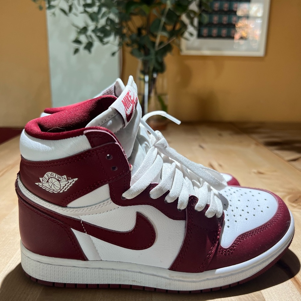 Nike Air Jordan 1 High Maroon and White Sneakers